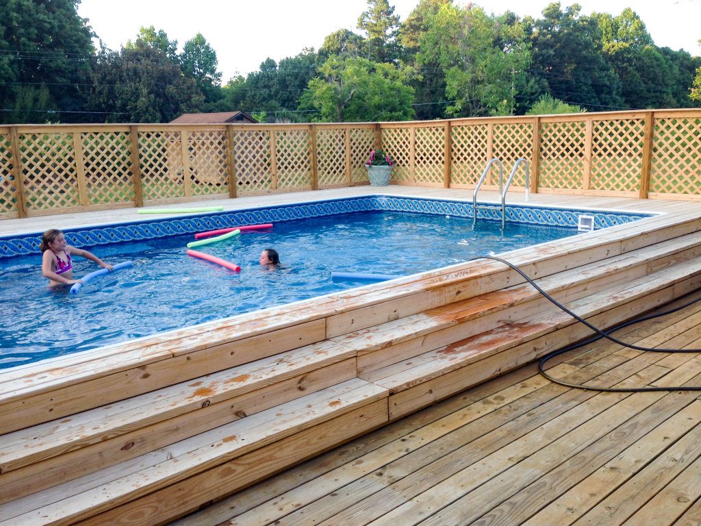 Almost finished Above Ground Swimming Pool Deck